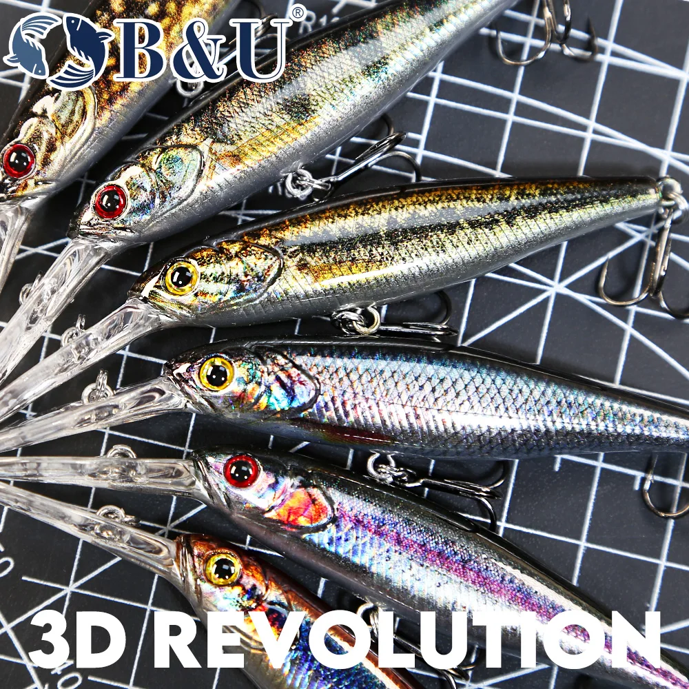 B&U  68mm 3D Printing Shad Sus - Fishing Lure Jerkbait recension och pris