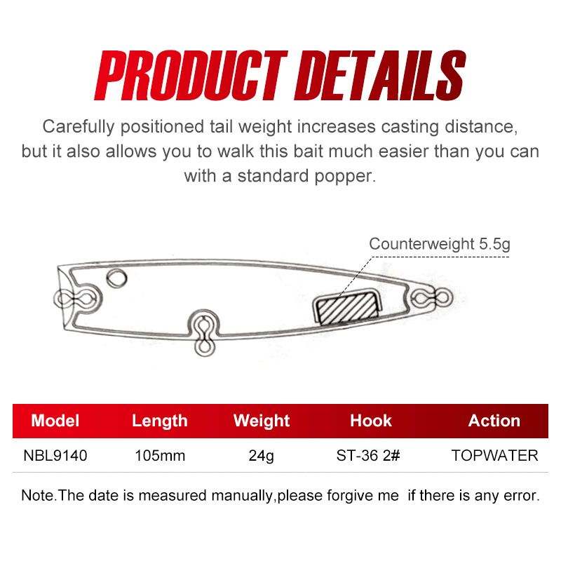 Noeby Popper Fishing Lure 105m - Fishing Lure Buzzbait recension och pris
